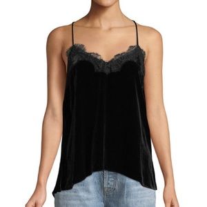Cami NYC Navy Velvet Racer Top